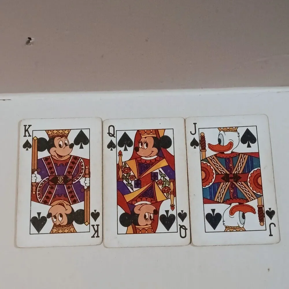 Vtg Walt Disney King Mickey Playing Cards-Hard Storage Box-1970s-Park Souvenir